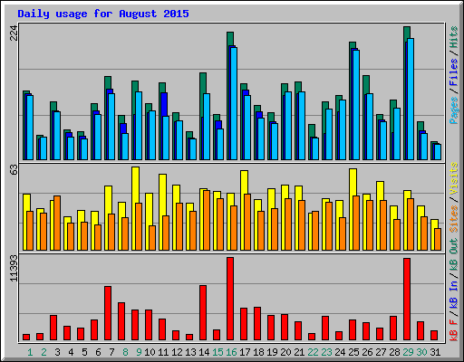 Daily usage for August 2015