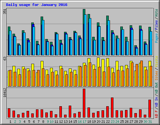 Daily usage for January 2016