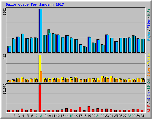 Daily usage for January 2017