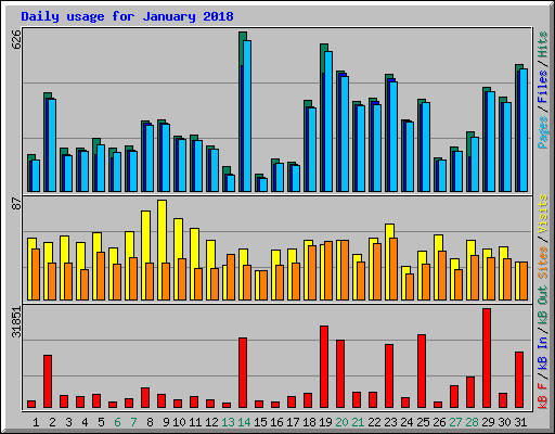 Daily usage for January 2018