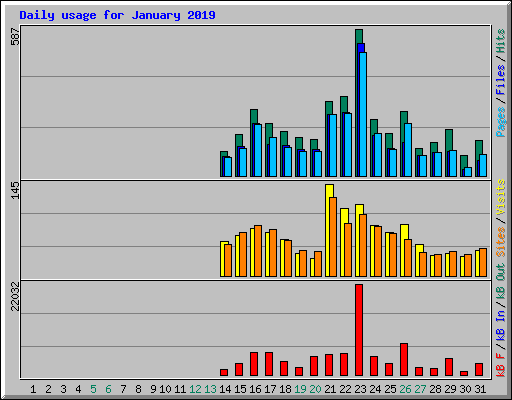 Daily usage for January 2019