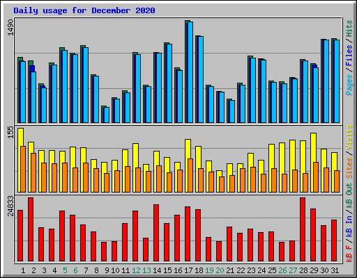 Daily usage for December 2020