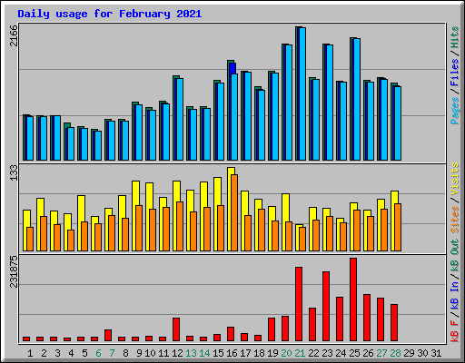 Daily usage for February 2021