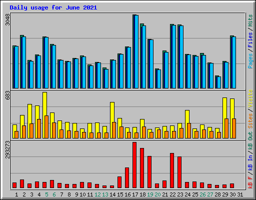 Daily usage for June 2021