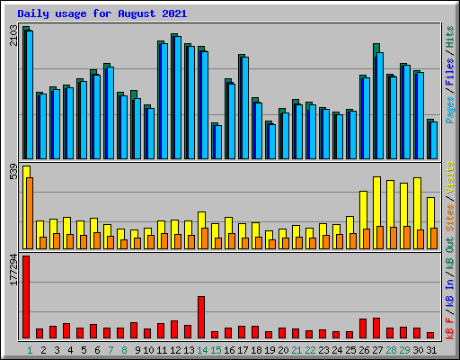 Daily usage for August 2021