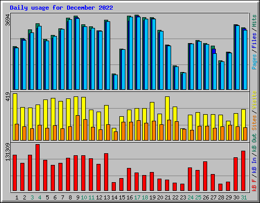 Daily usage for December 2022