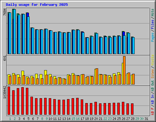 Daily usage for February 2025