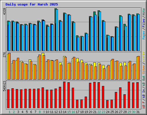 Daily usage for March 2025