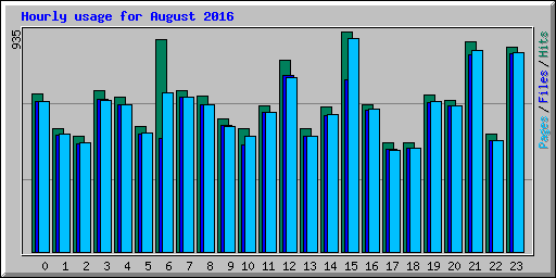 Hourly usage for August 2016