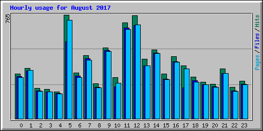 Hourly usage for August 2017